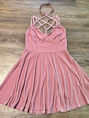 killstar pink dress Killstar Adora pink crushed velvet dress - size M/L - Dresses